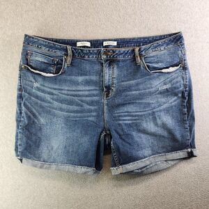 Vigoss Shorts Womens 24 Blue Cut Off Cuffed High Rise Marley Jean Whiskered